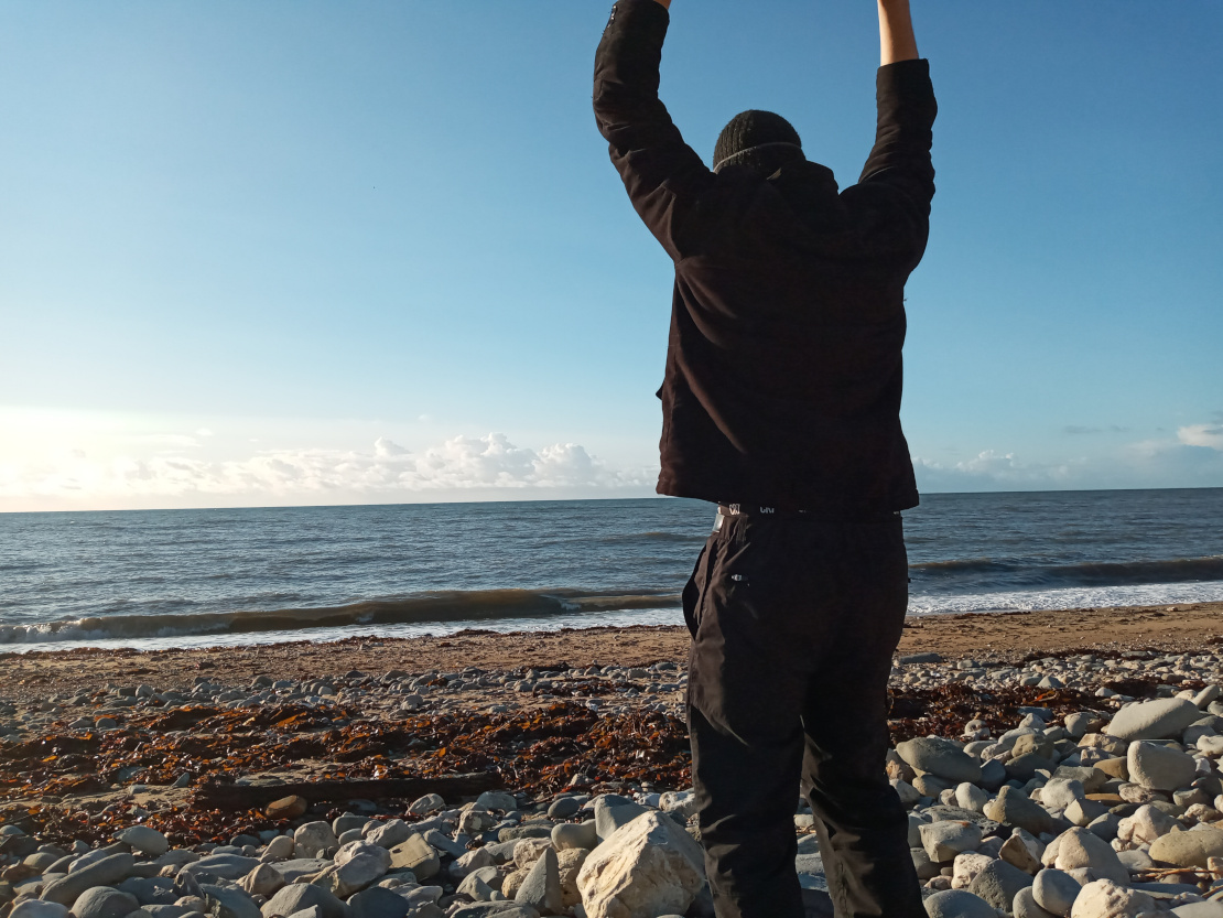 Mike cracking rocks