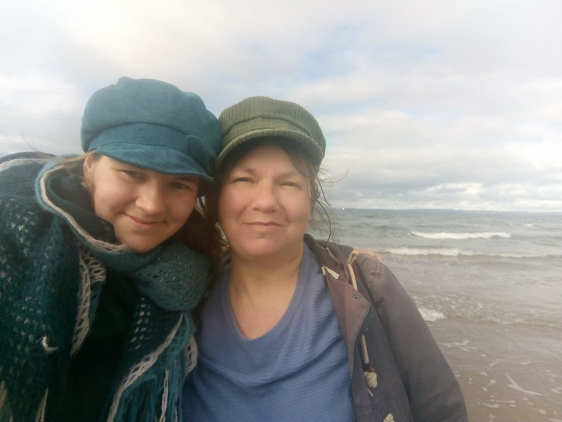 Lilo and Mum paddling