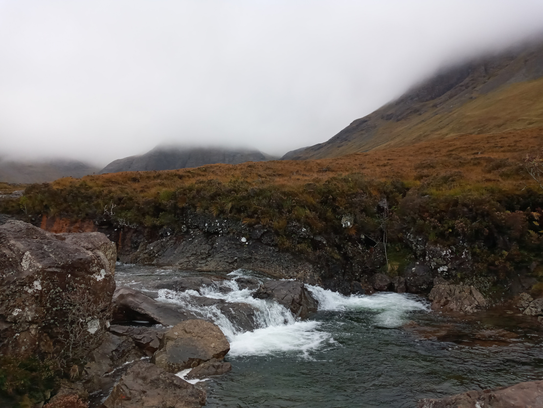 Fairy pools and low hanging clouds